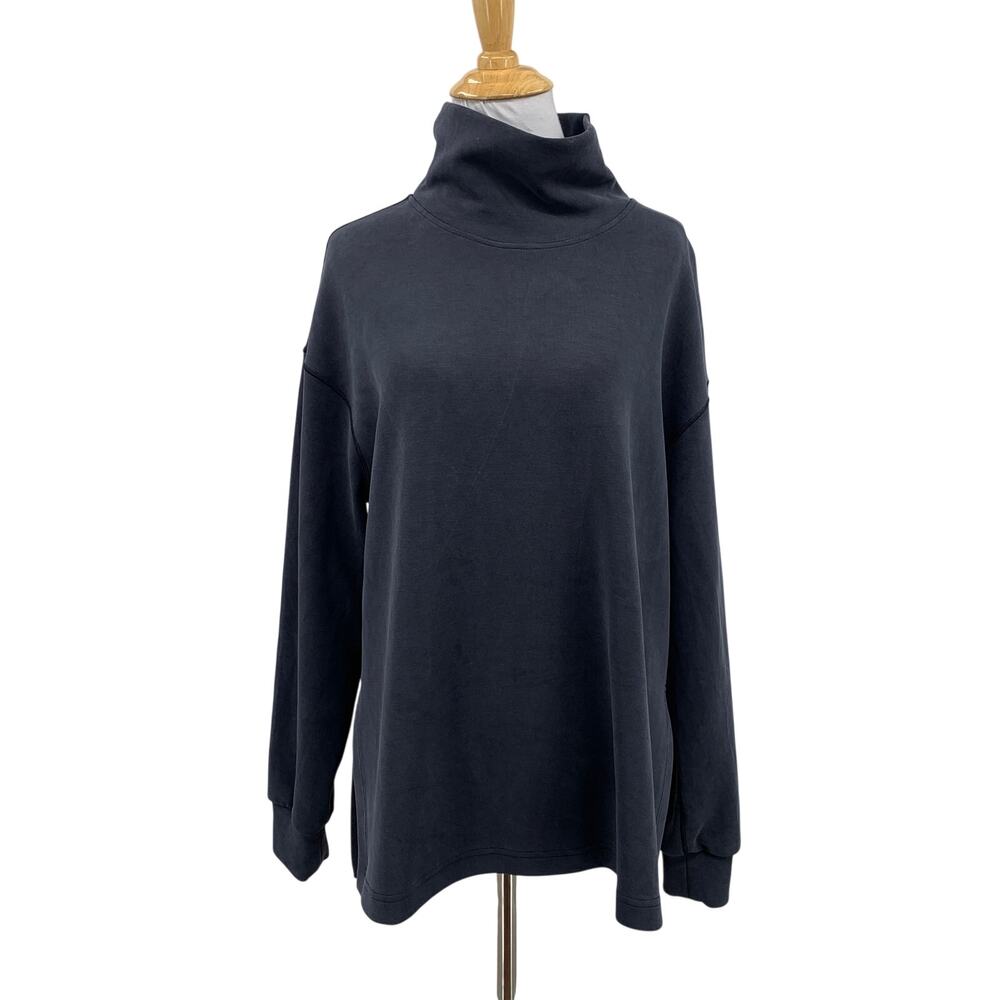 Lululemon Sweatshirt Womens Small Blue Gray Softstreme Funnel Neck Long Pullover